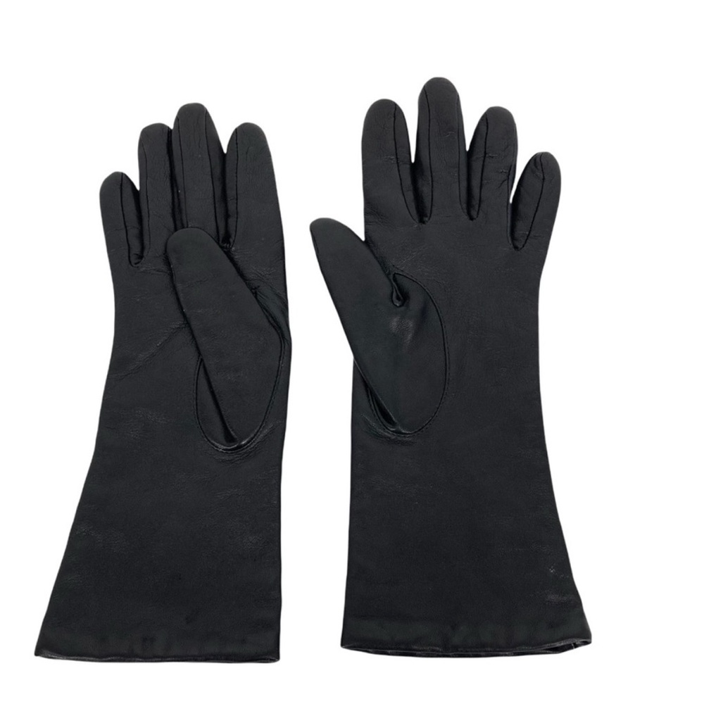 Isotoner Size 7 Black Leather Gloves w Lambswool, Acrylic and Cashmere L…